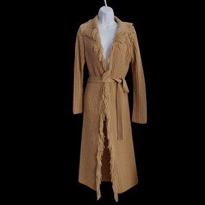 Charlotte Russe Ribbed Belted Fringe Cardigan Boho Y2k Grunge Indie Festival M